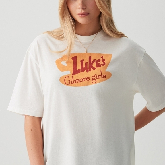 Ardene Tops - Gilmore Girls White Tee with Orange Graphic, MED